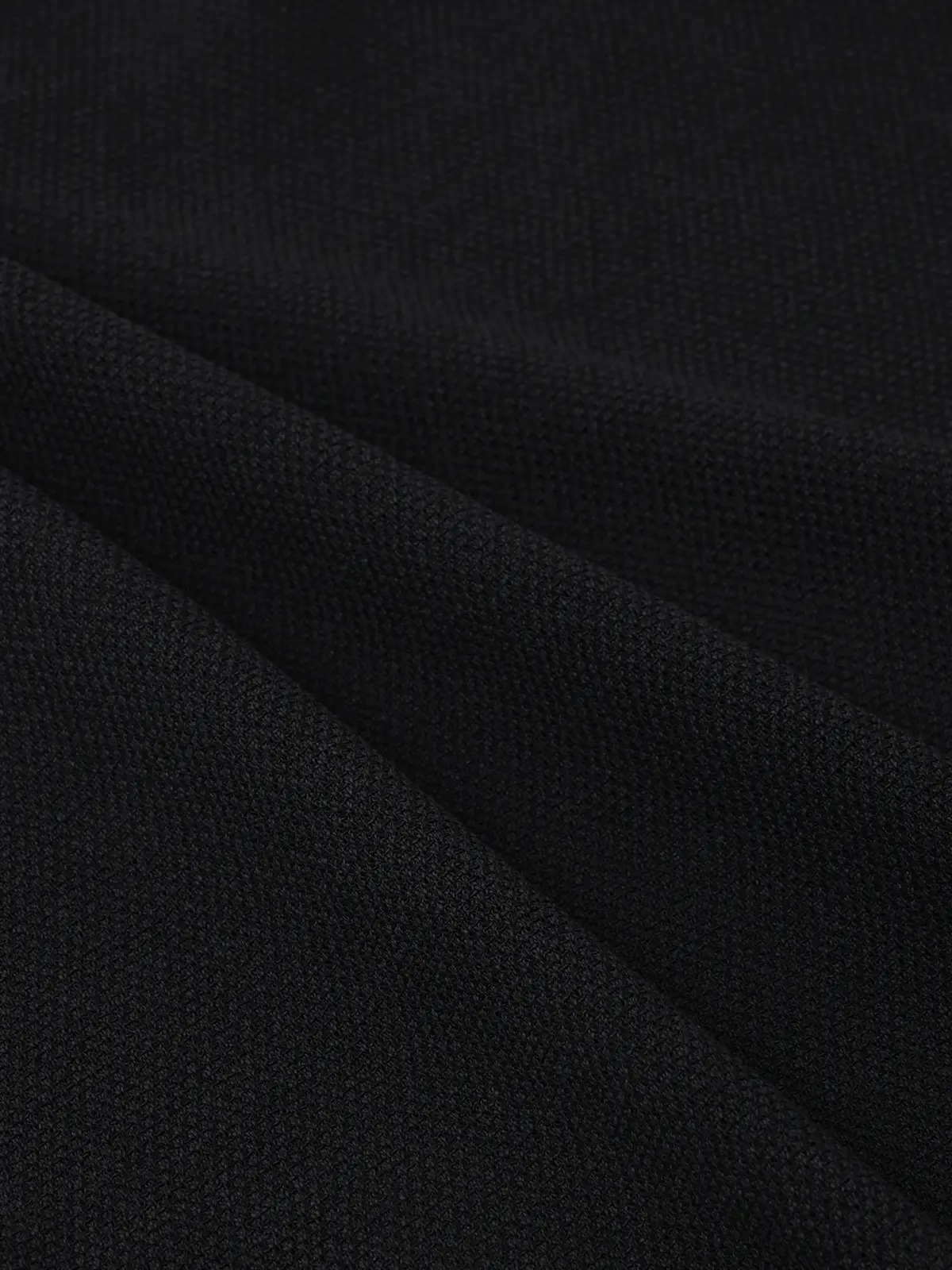 GOOVI／スキッパーポロニット／半袖／ウォッシャブル／和紙ブレンドプレーティング／無地 ブラック 1