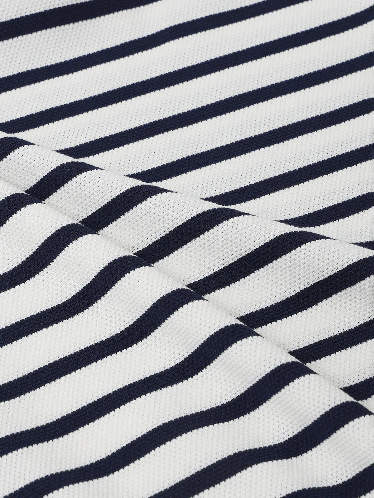 GOOVI／モックネックニット／半袖／ウォッシャブル／和紙ブレンドプレーティング／ボーダー ホワイト 1