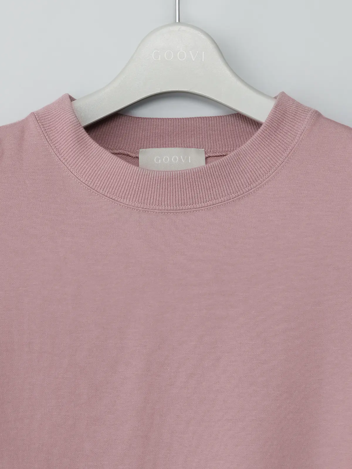 GOOVI／スウェットシャツ／半袖／ウォッシャブル／裏毛ハイゲージコットン／無地 ピンク 1