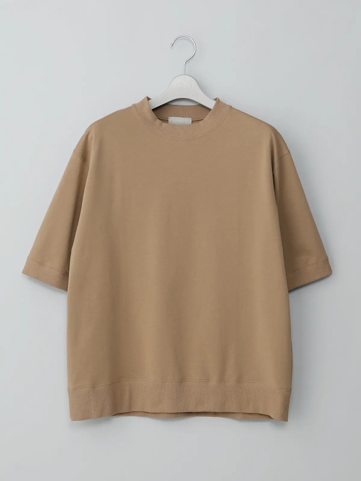 GOOVI／スウェットシャツ／半袖／ウォッシャブル／裏毛ハイゲージコットン／無地 ベージュ 1