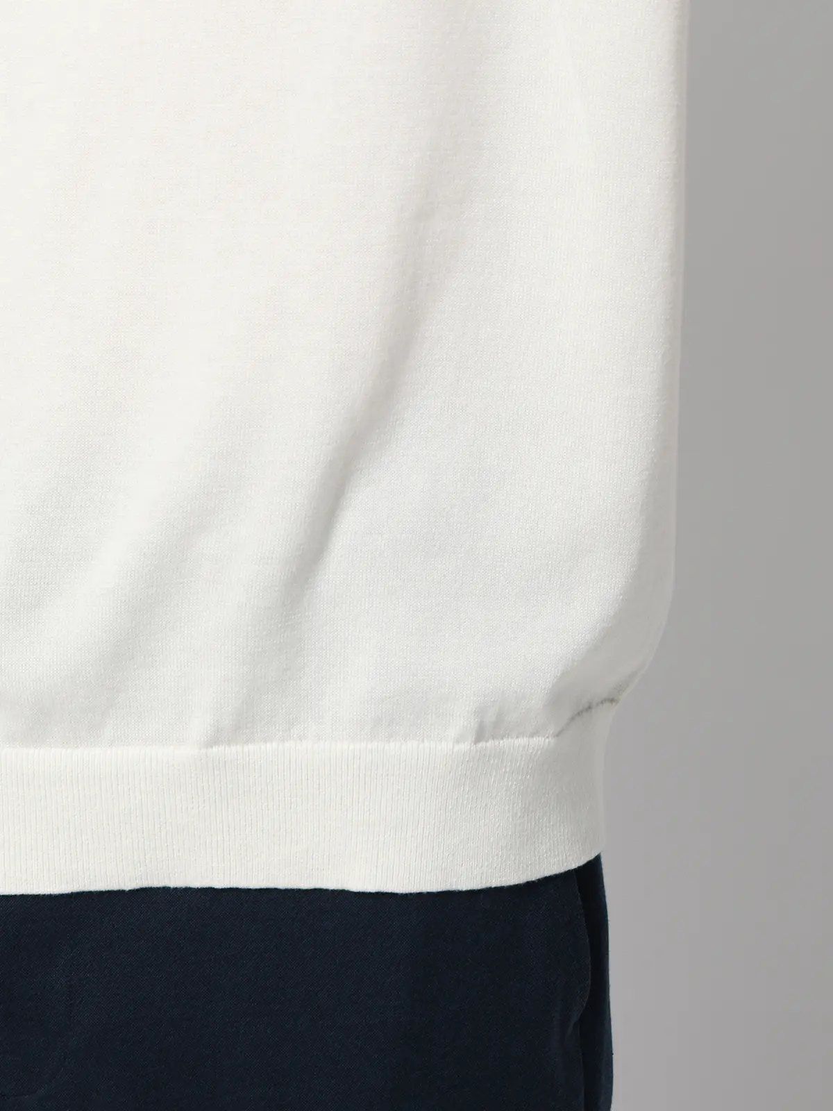 クルーネックニット/半袖/ウォッシャブル/強撚コットンアクリル天竺/無地 ホワイト S