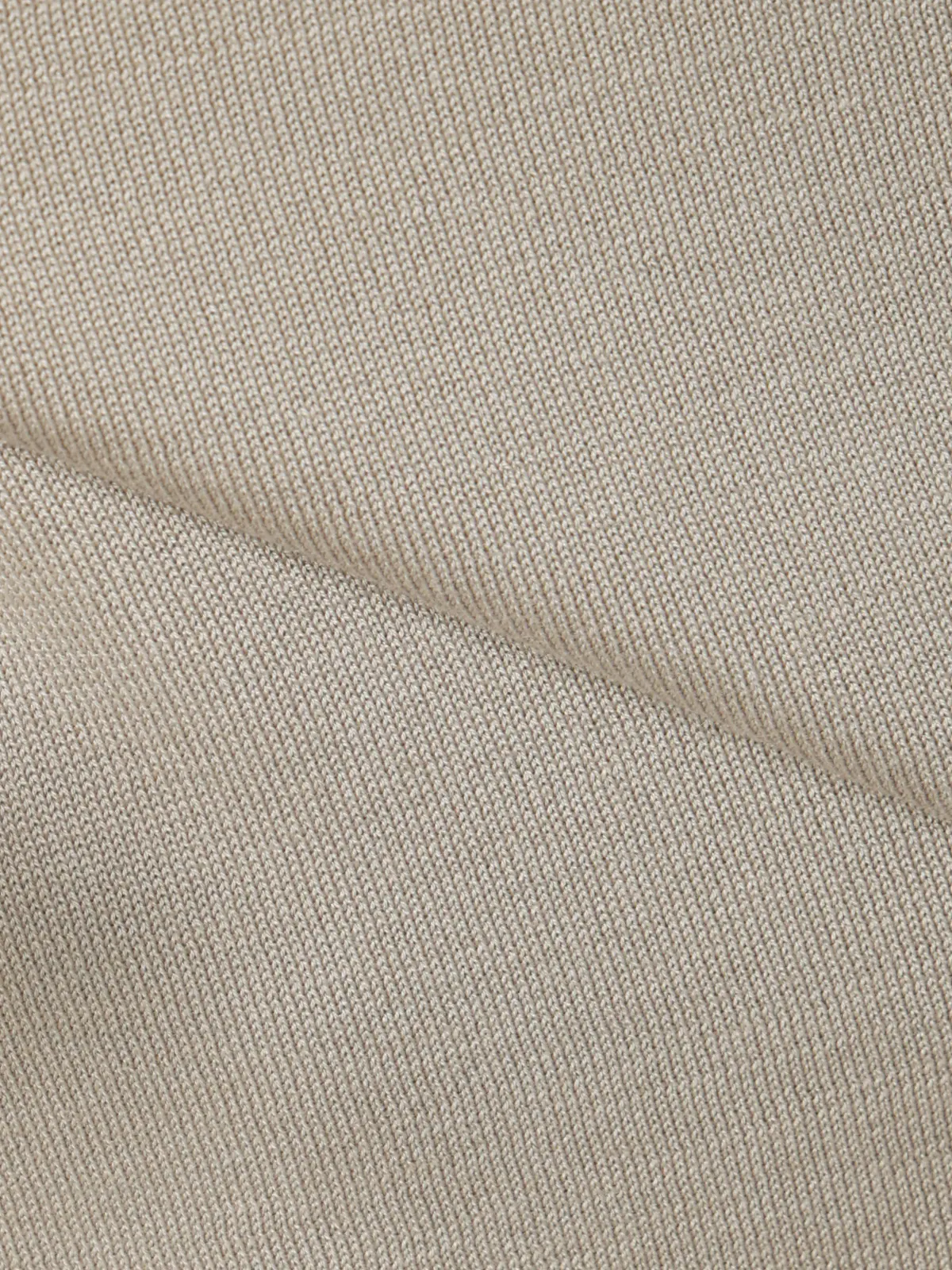 クルーネックニット／半袖／ウォッシャブル／強撚コットンアクリル天竺／無地 グレージュ S