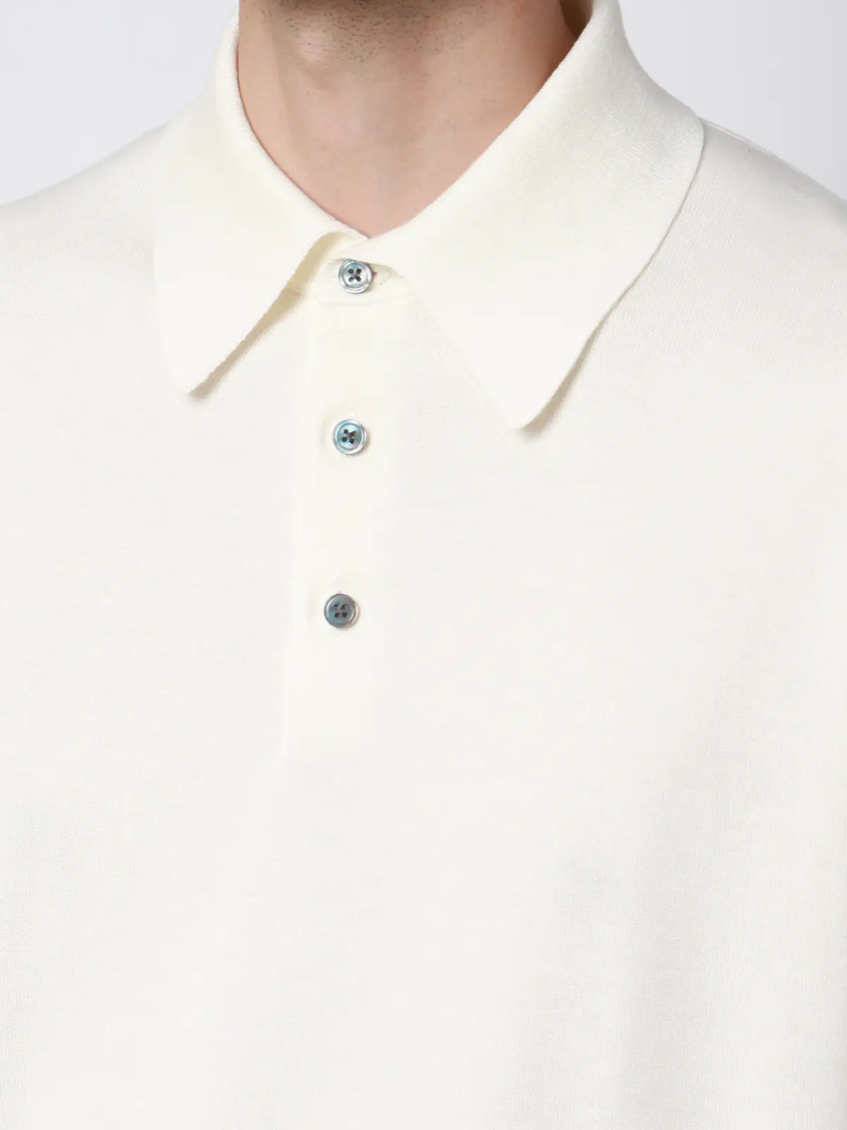 ニットポロシャツ／半袖／ウォッシャブル／強撚コットンアクリル天竺／無地 ホワイト S