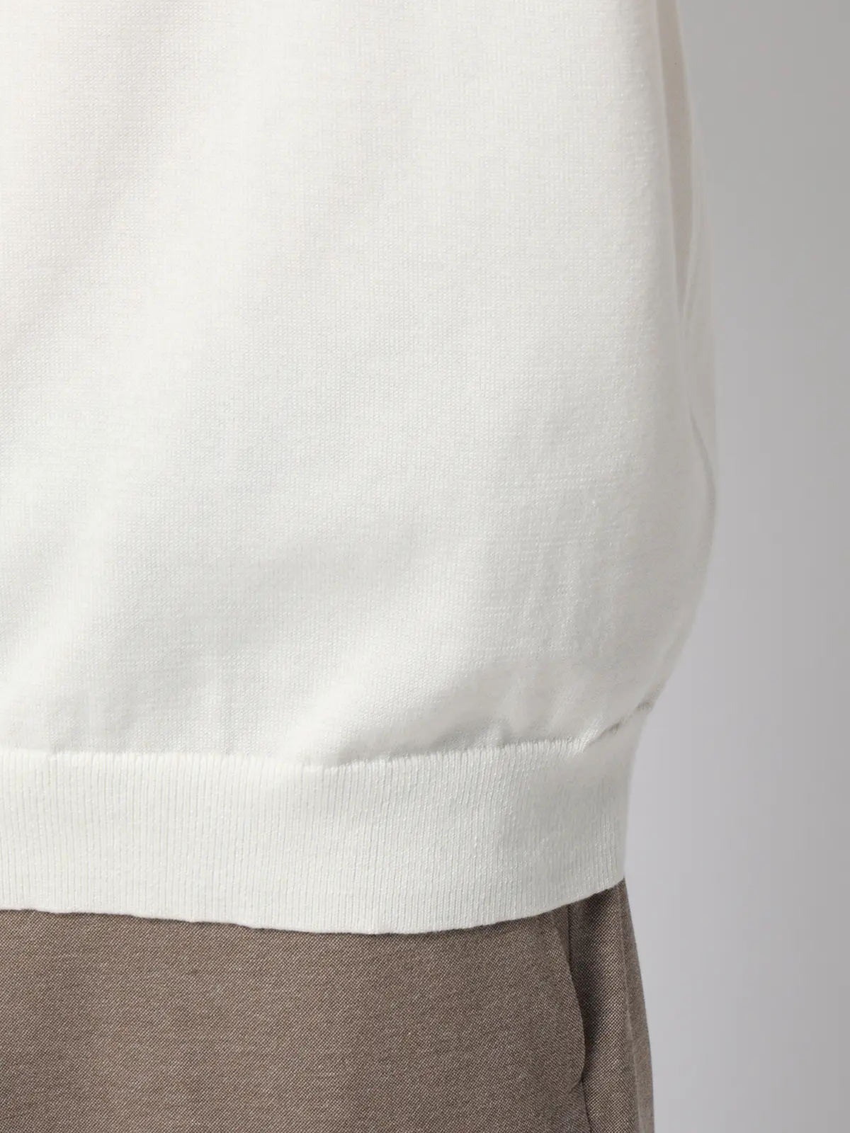 ニットポロシャツ／半袖／ウォッシャブル／強撚コットンアクリル天竺／無地 ホワイト S