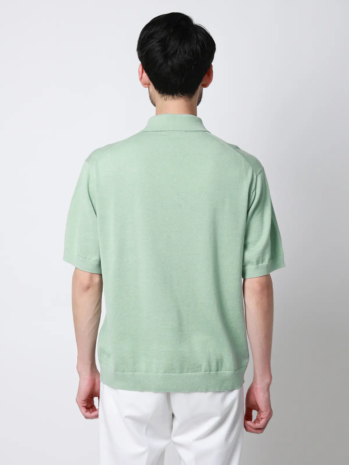 ニットポロシャツ／半袖／ウォッシャブル／強撚コットンアクリル天竺／無地 ミント S