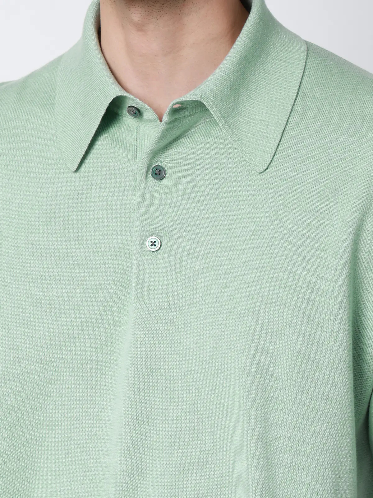 ニットポロシャツ／半袖／ウォッシャブル／強撚コットンアクリル天竺／無地 ミント S