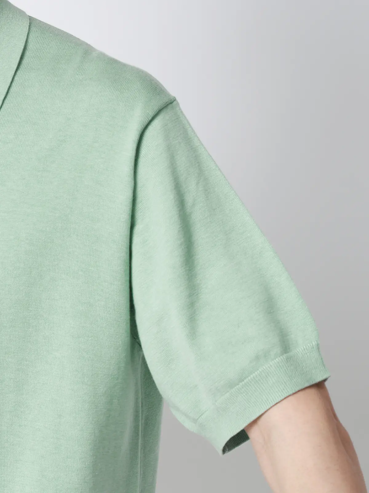 ニットポロシャツ／半袖／ウォッシャブル／強撚コットンアクリル天竺／無地 ミント S
