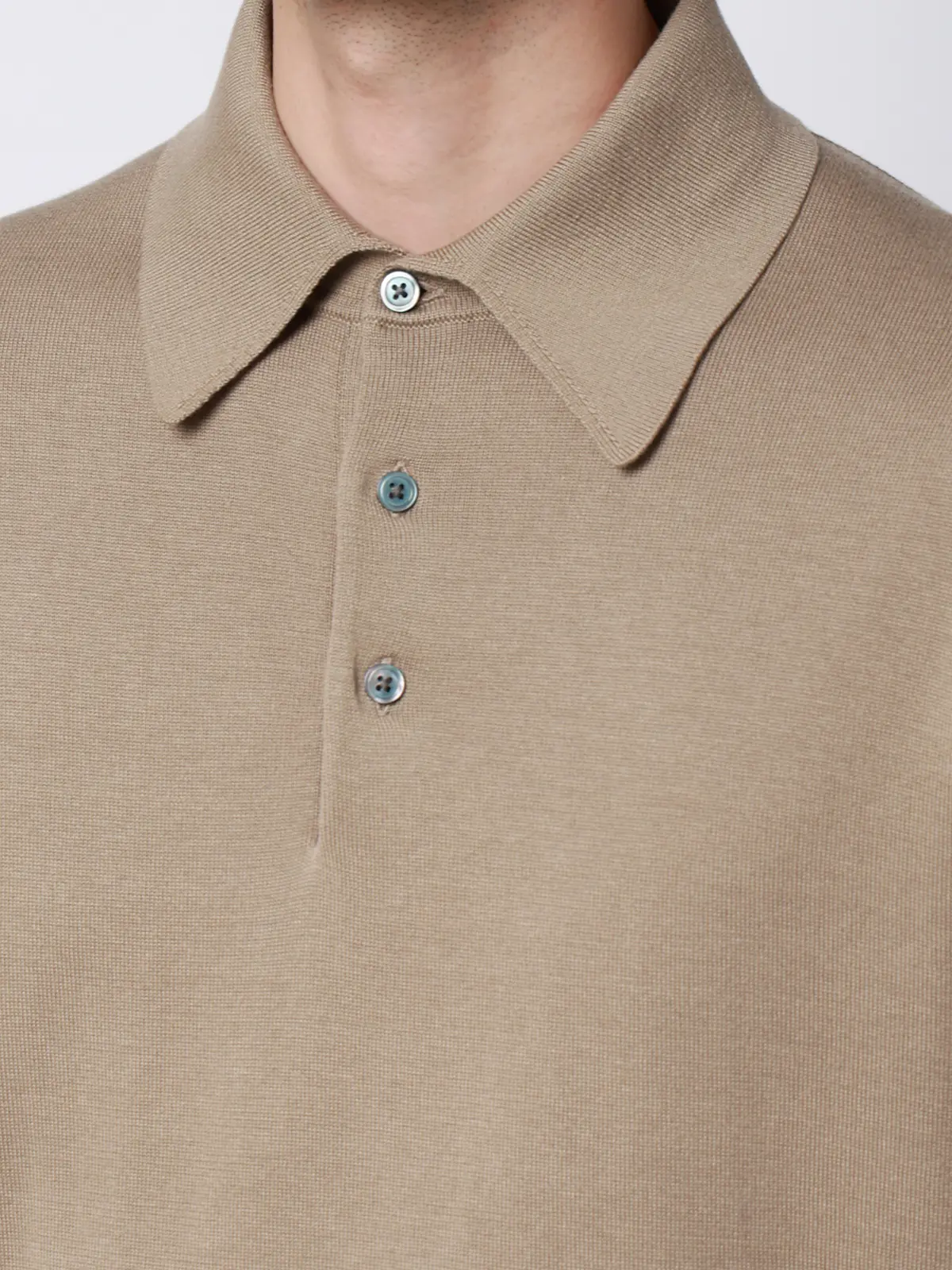 ニットポロシャツ／半袖／ウォッシャブル／強撚コットンアクリル天竺／無地 ベージュ S