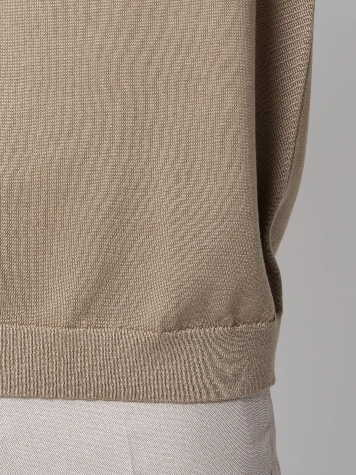 ニットポロシャツ／半袖／ウォッシャブル／強撚コットンアクリル天竺／無地 ベージュ S