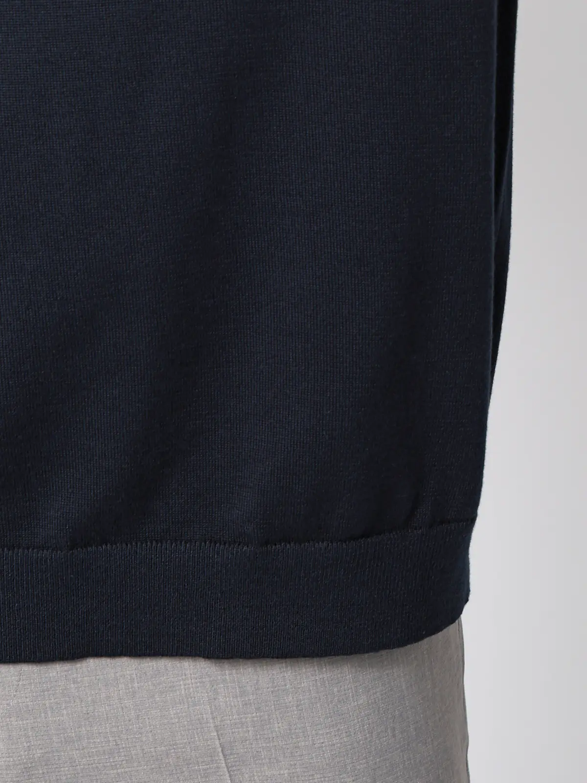 ニットポロシャツ／半袖／ウォッシャブル／強撚コットンアクリル天竺／無地 ネイビー S