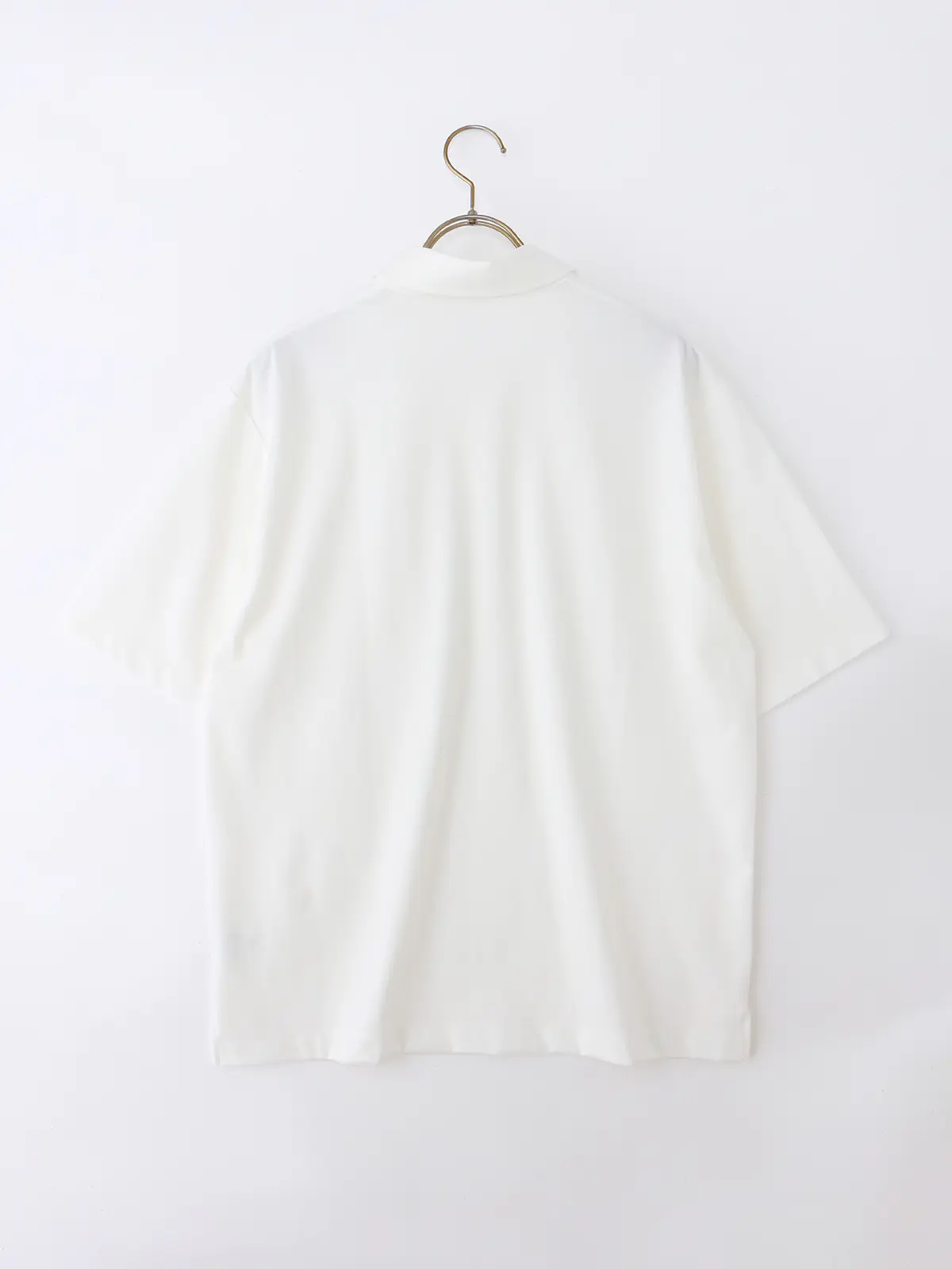 冷たいオフィT／スキッパーポロシャツ／半袖／ウォッシャブル／接触冷感／UVカット／アイス鹿の子／無地 ホワイト M