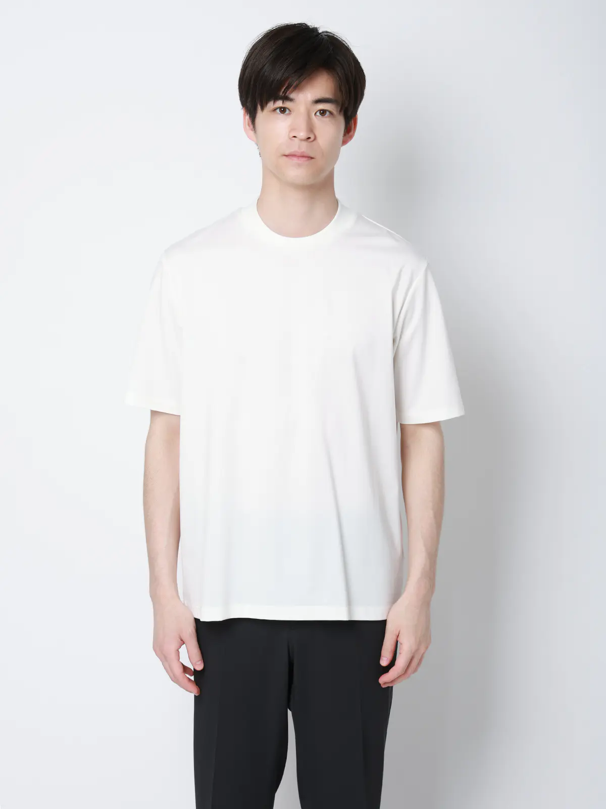 冷たいオフィT/Tシャツ/半袖/ウォッシャブル/接触冷感/UVカット/アイス鹿の子/無地 ホワイト S