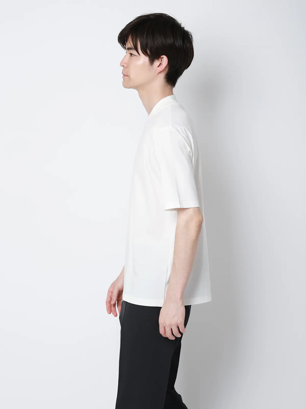 冷たいオフィT/Tシャツ/半袖/ウォッシャブル/接触冷感/UVカット/アイス鹿の子/無地 ホワイト S