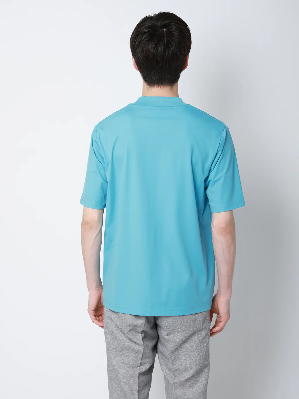 冷たいオフィT/Tシャツ/半袖/ウォッシャブル/接触冷感/UVカット/アイス鹿の子/無地 ブルー S