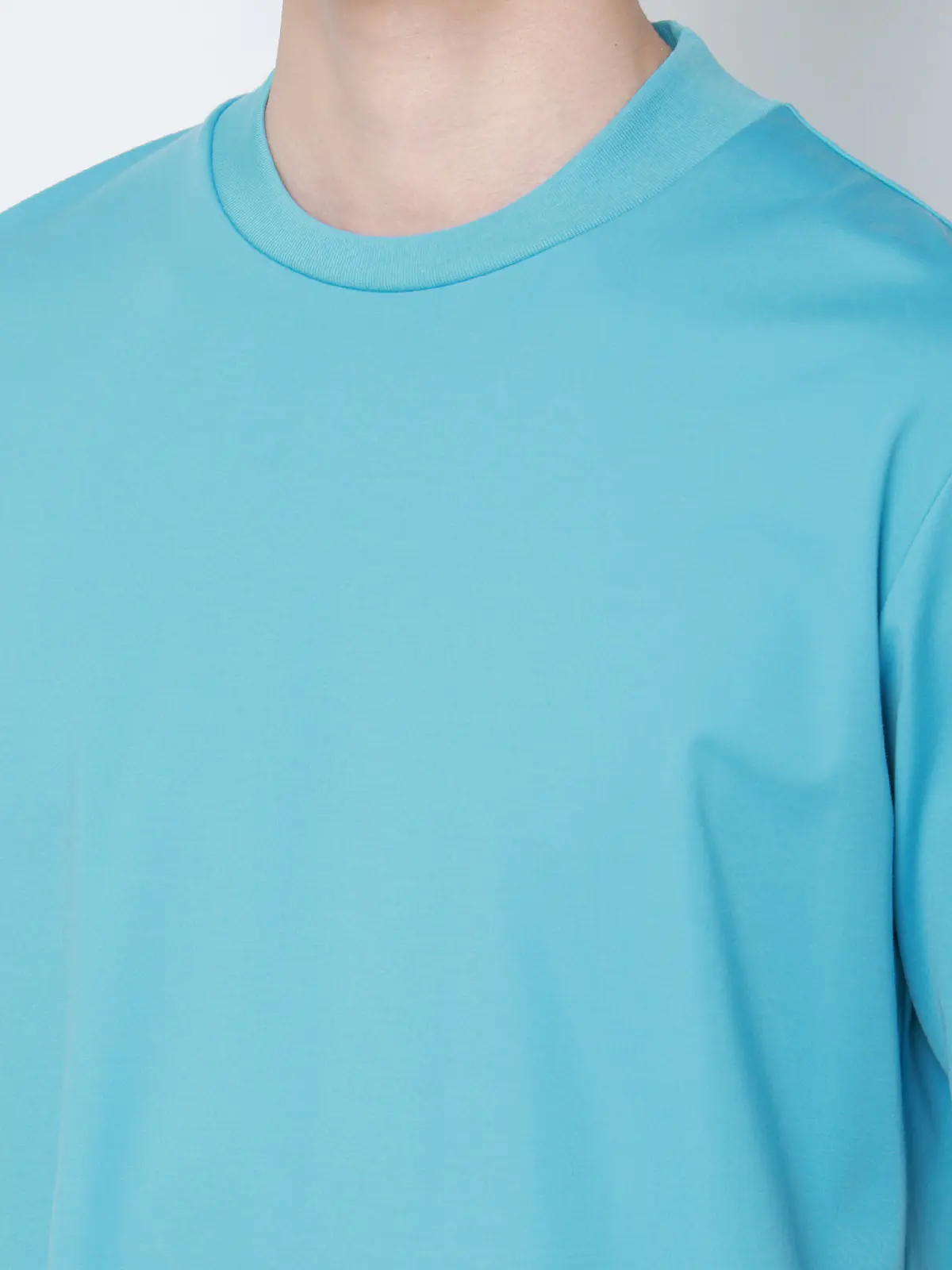 冷たいオフィT/Tシャツ/半袖/ウォッシャブル/接触冷感/UVカット/アイス鹿の子/無地 ブルー S