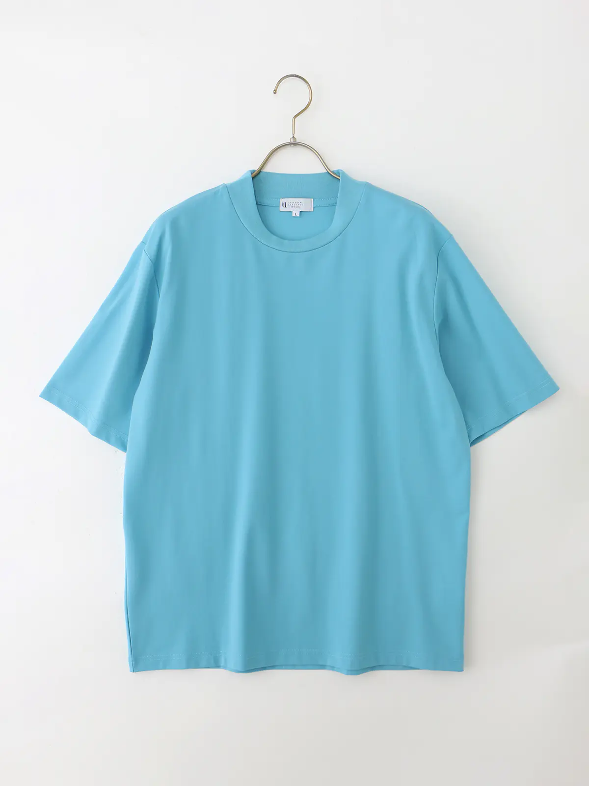 冷たいオフィT/Tシャツ/半袖/ウォッシャブル/接触冷感/UVカット/アイス鹿の子/無地 ブルー S