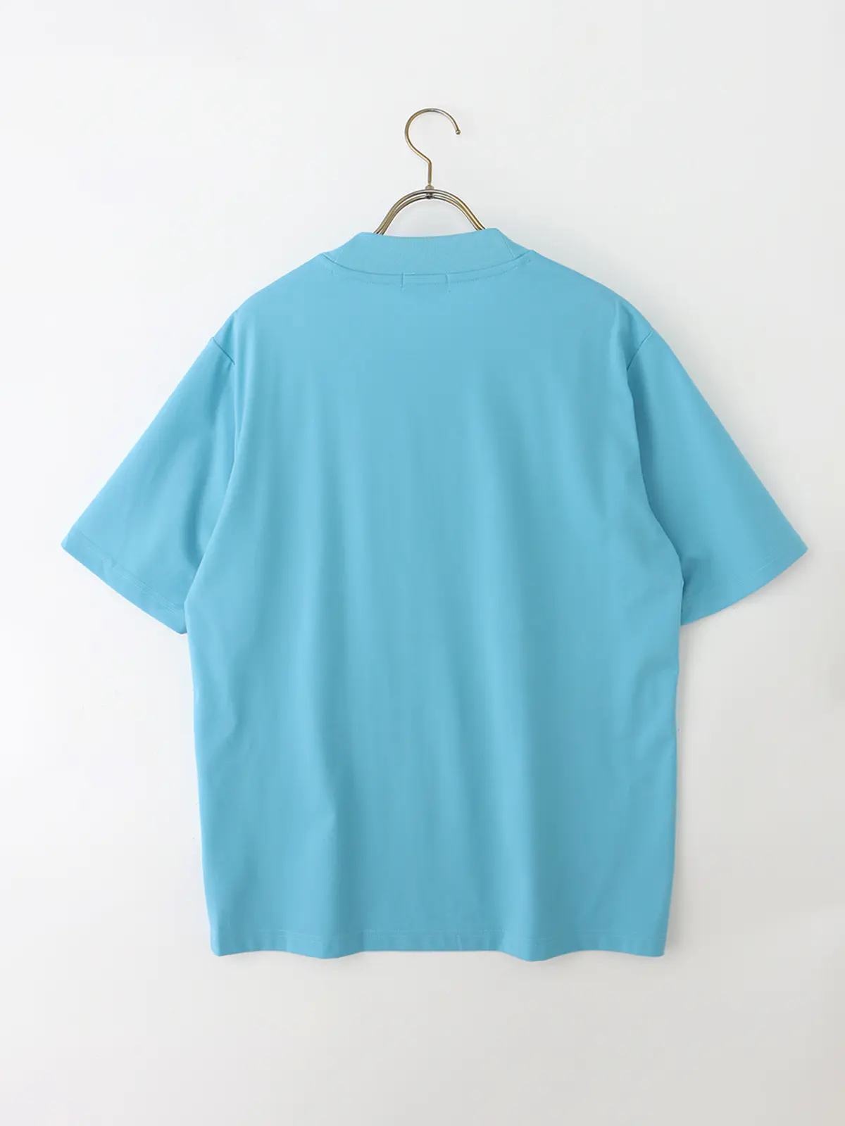 冷たいオフィT/Tシャツ/半袖/ウォッシャブル/接触冷感/UVカット/アイス鹿の子/無地 ブルー S