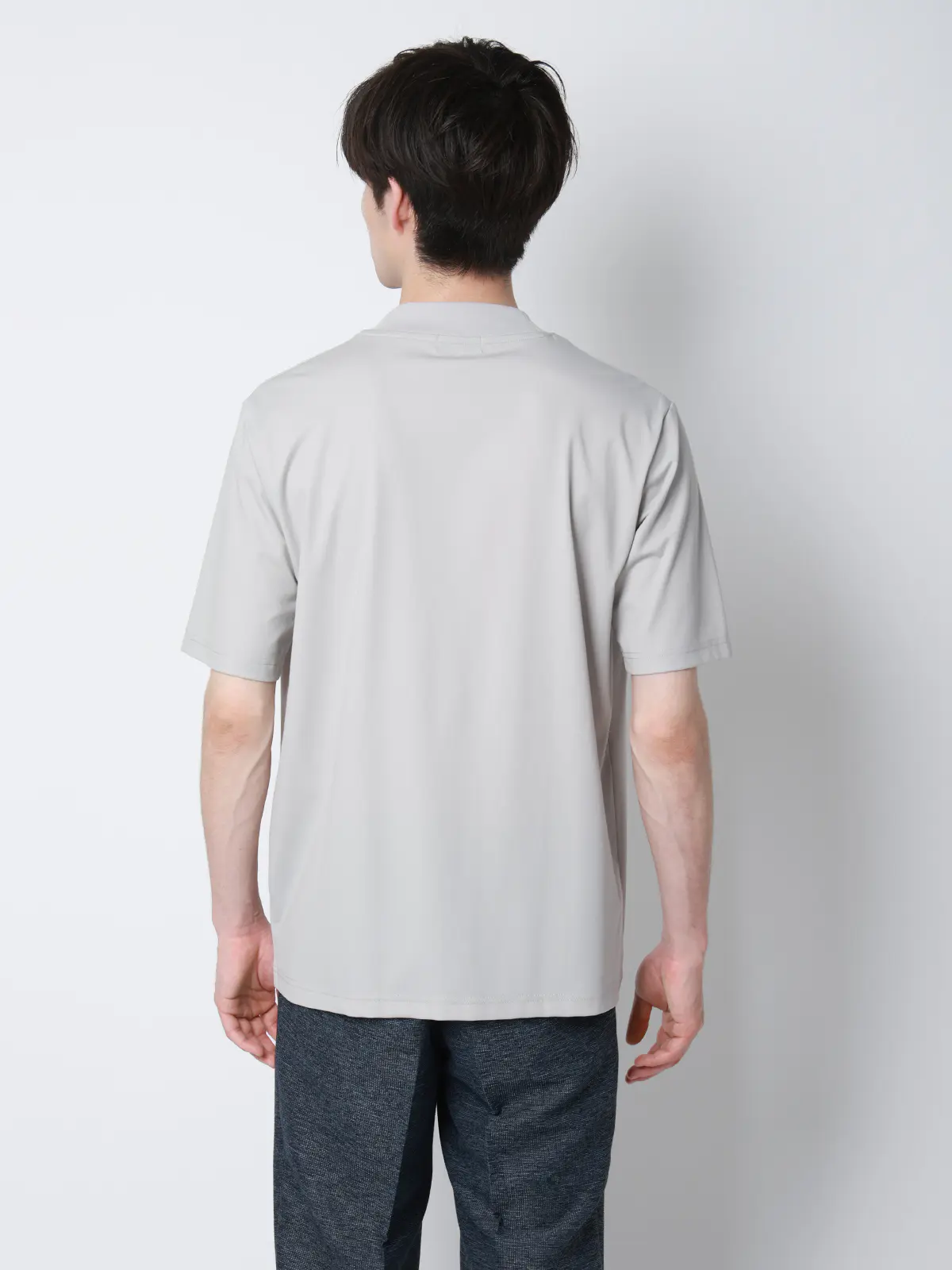 冷たいオフィT/Tシャツ/半袖/ウォッシャブル/接触冷感/UVカット/アイス鹿の子/無地 ライトグレー S