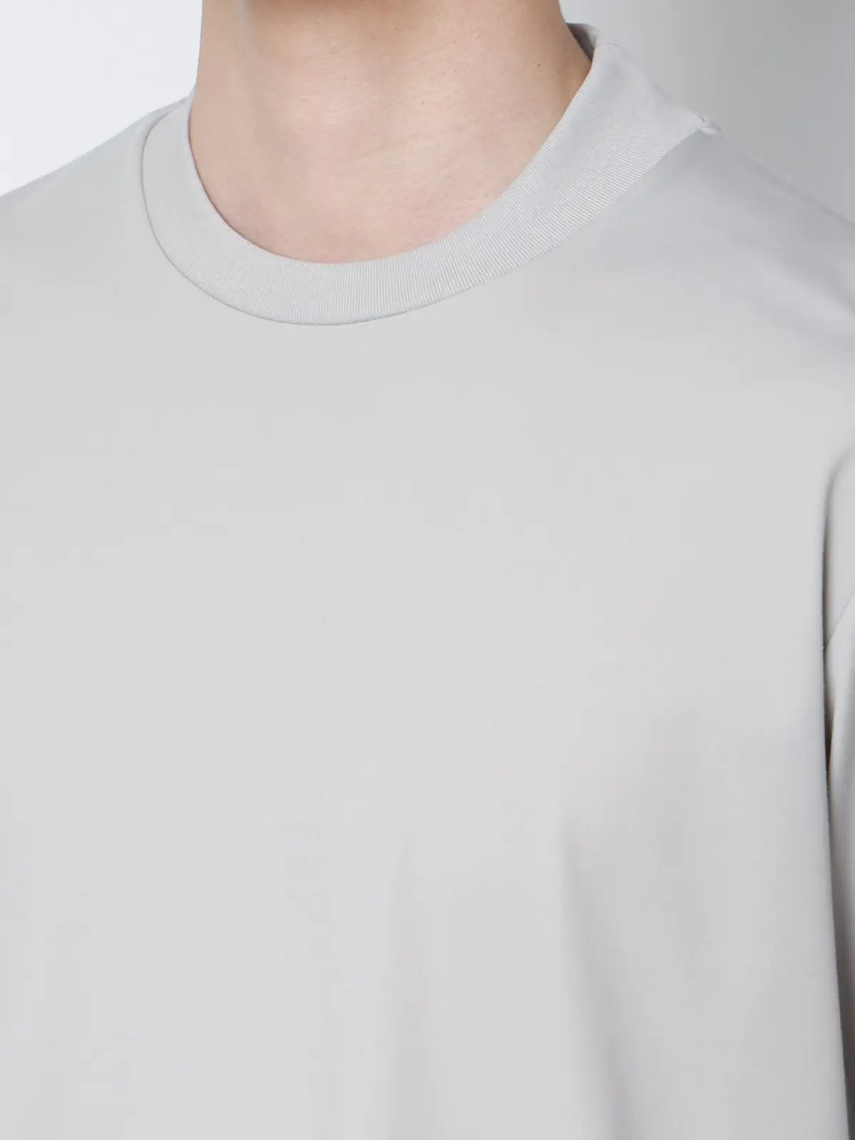 冷たいオフィT/Tシャツ/半袖/ウォッシャブル/接触冷感/UVカット/アイス鹿の子/無地 ライトグレー S