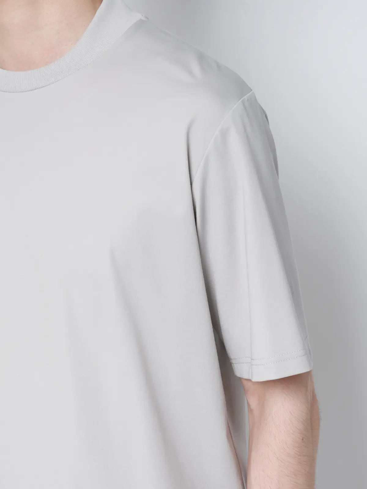 冷たいオフィT/Tシャツ/半袖/ウォッシャブル/接触冷感/UVカット/アイス鹿の子/無地 ライトグレー S