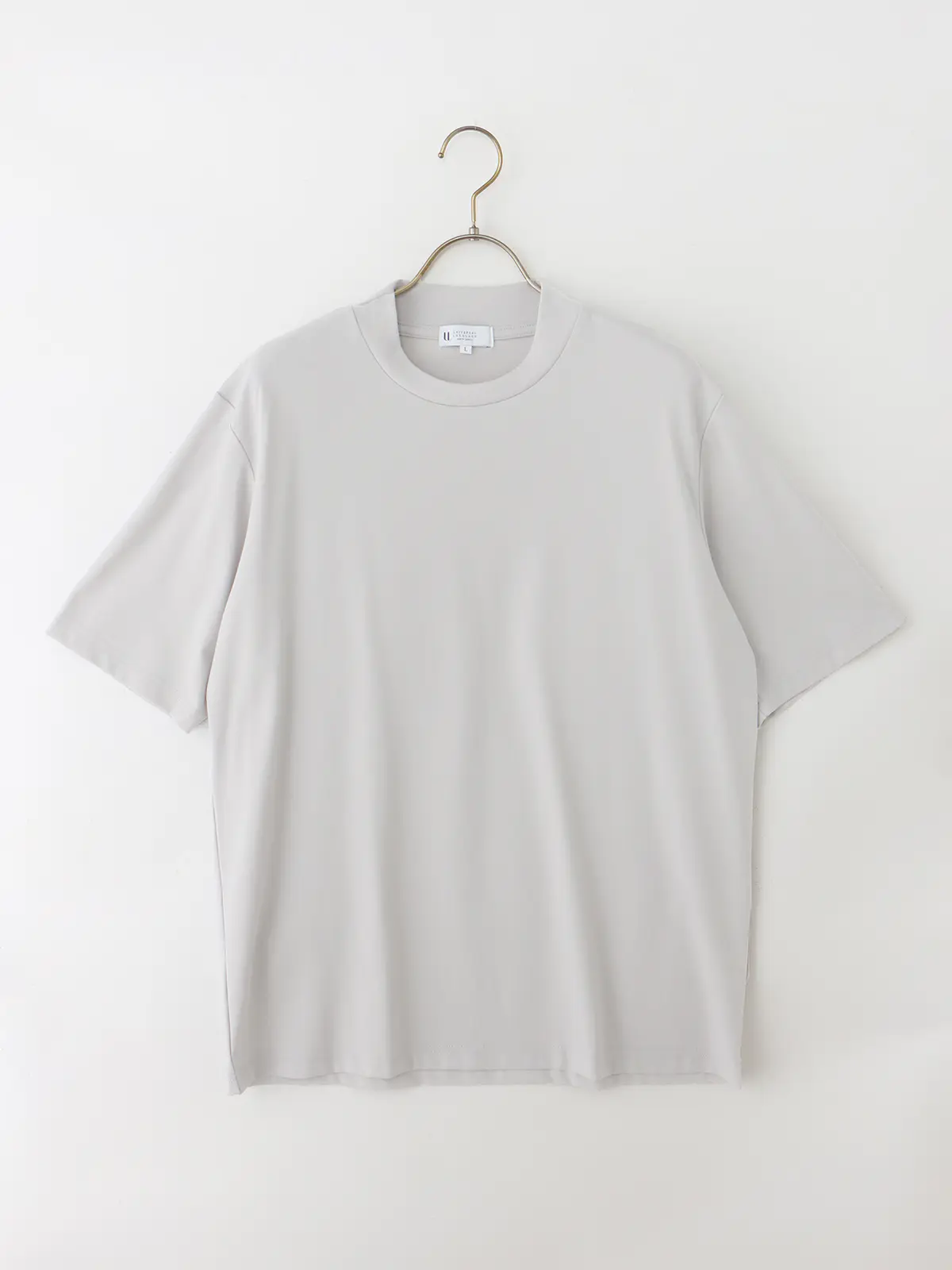 冷たいオフィT/Tシャツ/半袖/ウォッシャブル/接触冷感/UVカット/アイス鹿の子/無地 ライトグレー S