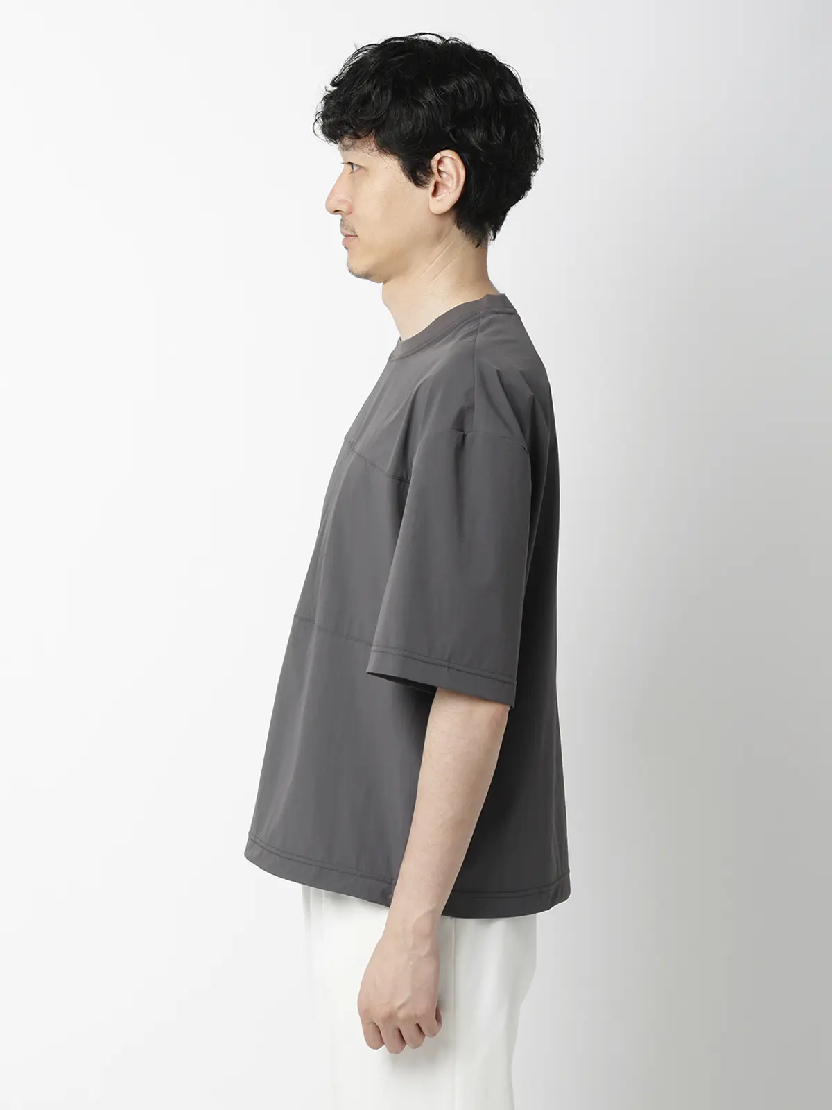 FLAT／アウターTシャツ ／半袖／ウォッシャブル／接触冷感／速乾／無地 グレー S