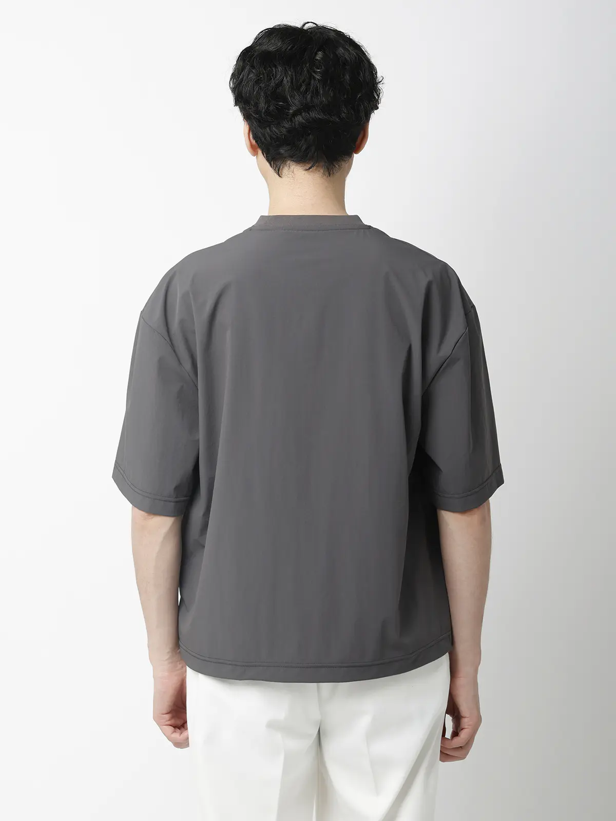 FLAT／アウターTシャツ ／半袖／ウォッシャブル／接触冷感／速乾／無地 グレー S