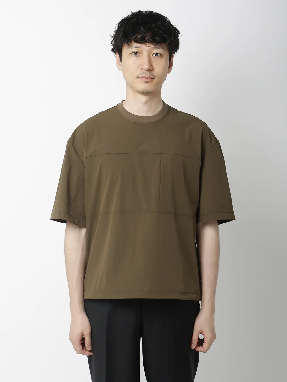 FLAT/アウターTシャツ /半袖/ウォッシャブル/接触冷感/速乾/無地 カーキ S