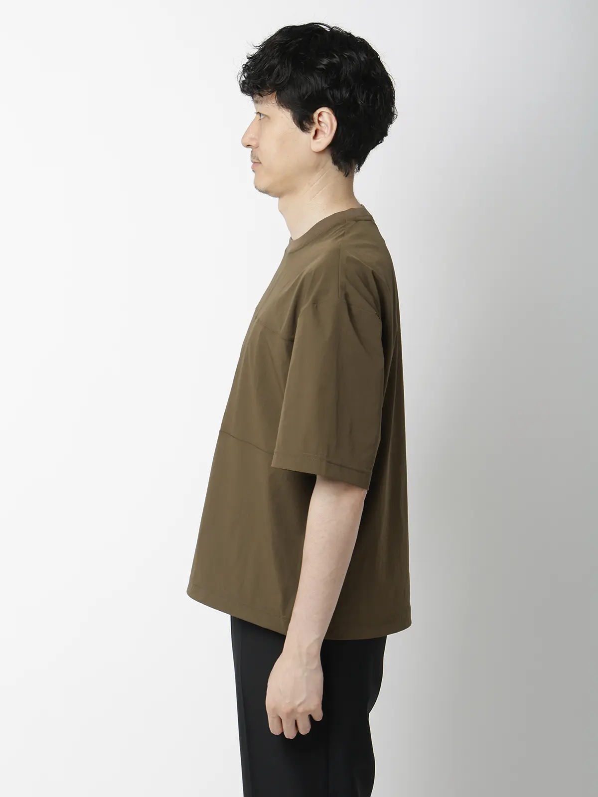 FLAT/アウターTシャツ /半袖/ウォッシャブル/接触冷感/速乾/無地 カーキ S