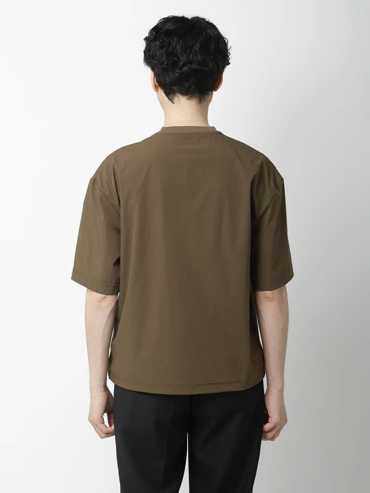 FLAT/アウターTシャツ /半袖/ウォッシャブル/接触冷感/速乾/無地 カーキ S