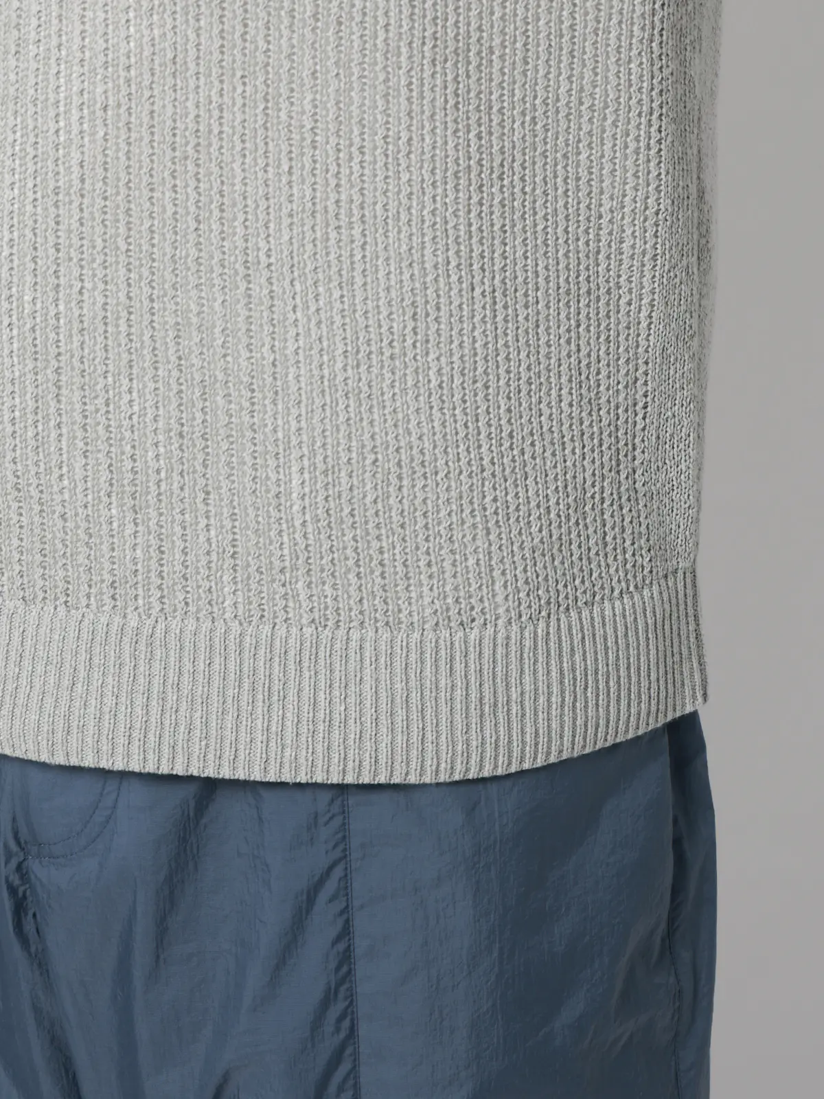 FLAT／シアーサマーニットベスト／ウォッシャブル／ペーパーニット／無地 ライトグレー M