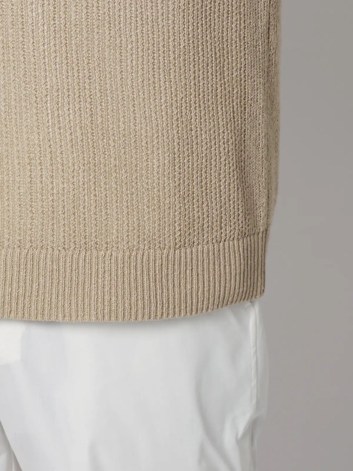 FLAT／シアーサマーニットベスト／ウォッシャブル／ペーパーニット／無地 ベージュ M