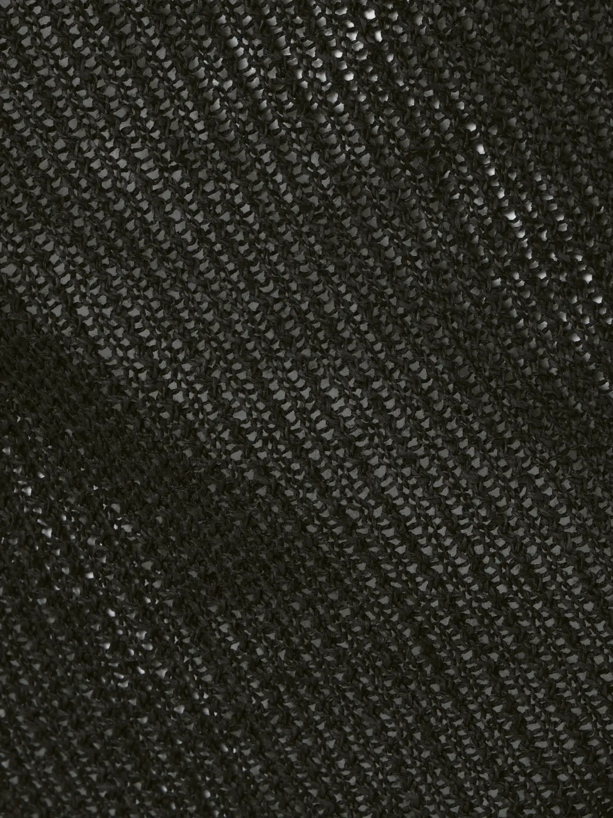 FLAT／シアーサマーニットポロ／半袖／ウォッシャブル／ペーパーニット／無地 ブラック S