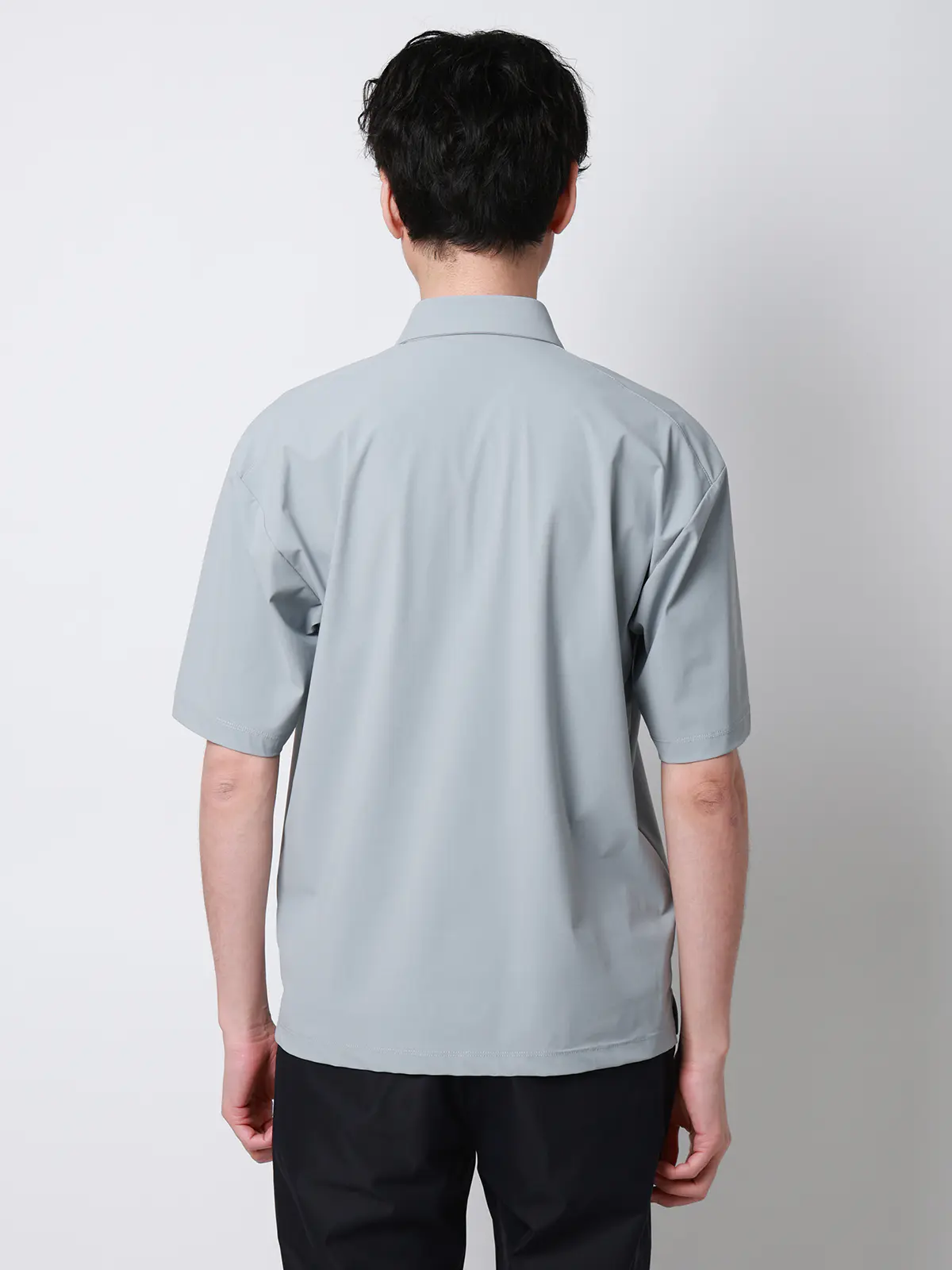 FLAT／ポロシャツ／半袖／接触冷感／ナイロンスムース／無地 サックス S