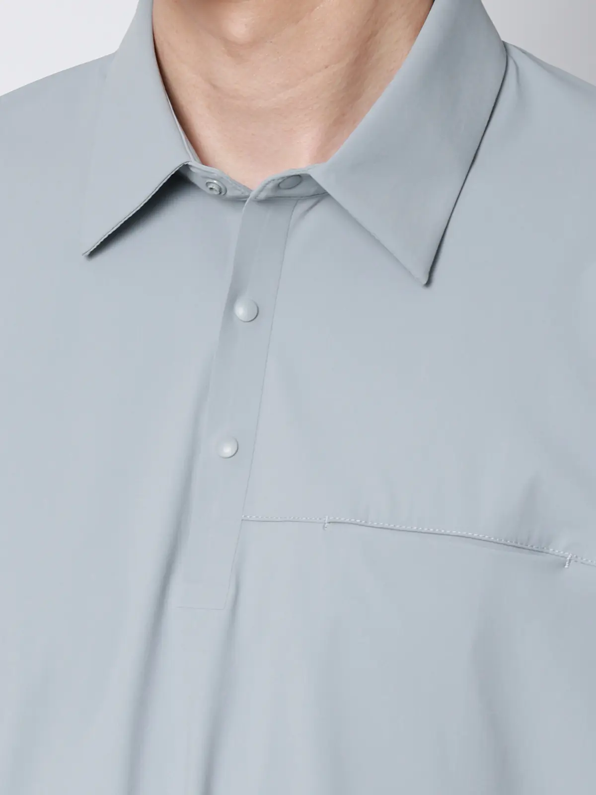 FLAT／ポロシャツ／半袖／接触冷感／ナイロンスムース／無地 サックス S