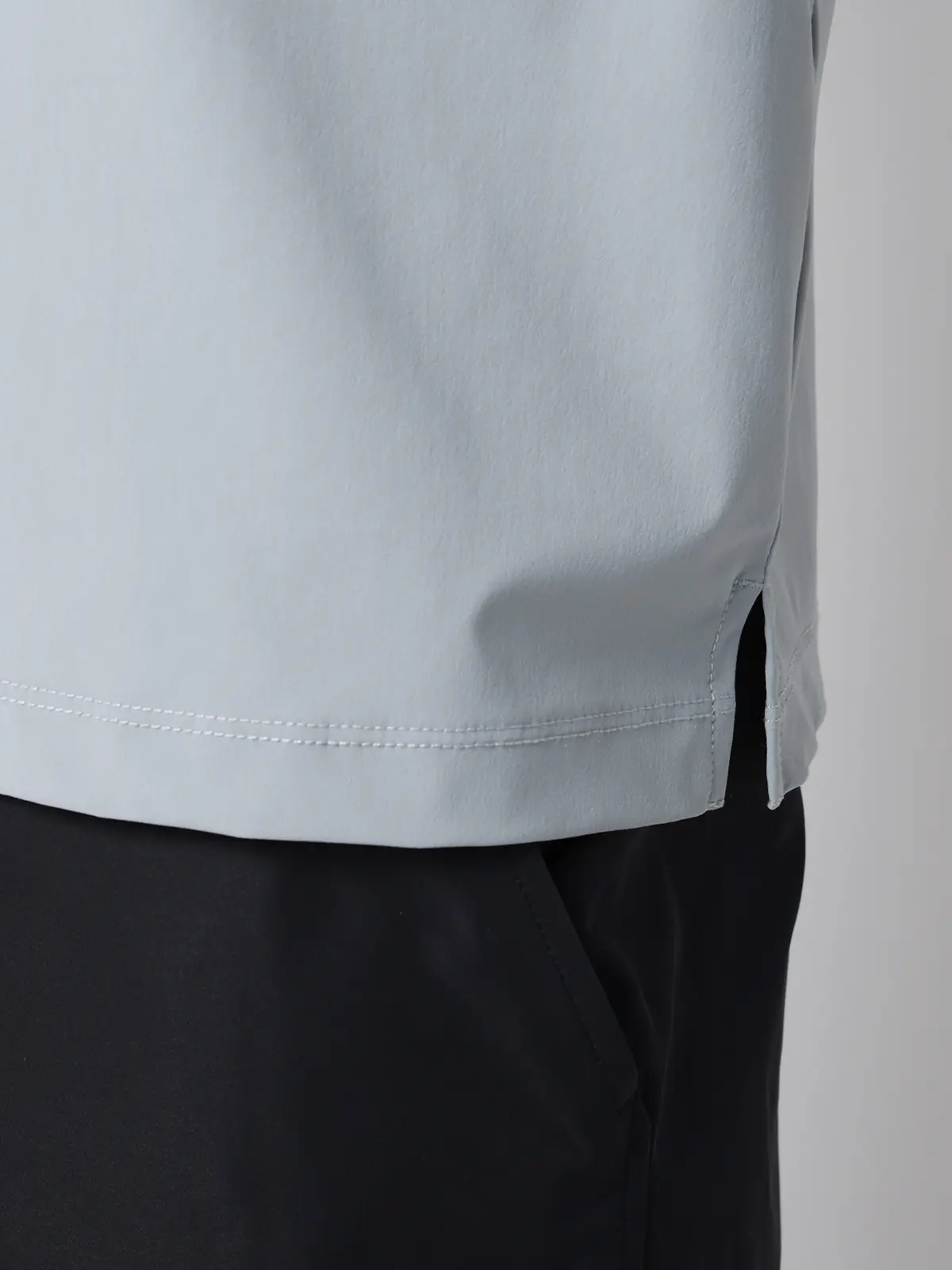 FLAT／ポロシャツ／半袖／接触冷感／ナイロンスムース／無地 サックス S