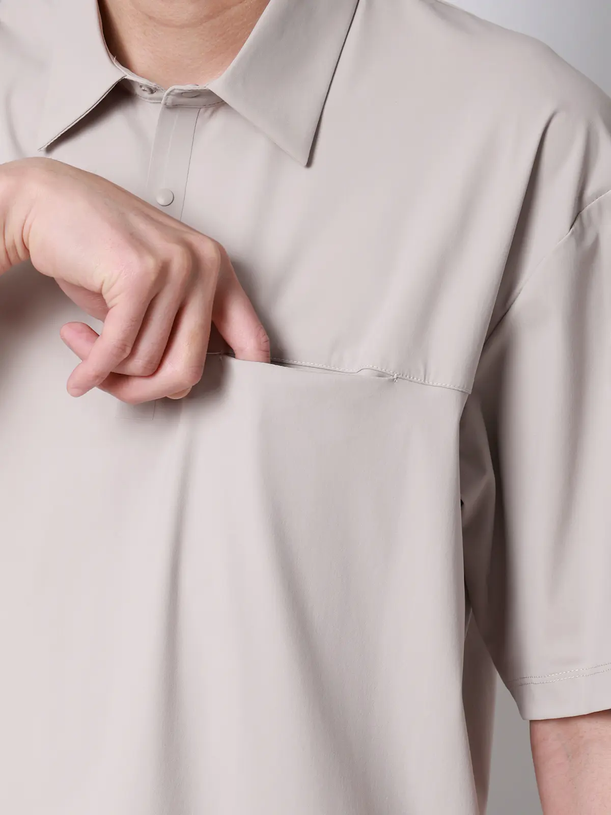 FLAT／Tシャツ／半袖／接触冷感／ナイロンスムース／無地 ライトグレー S