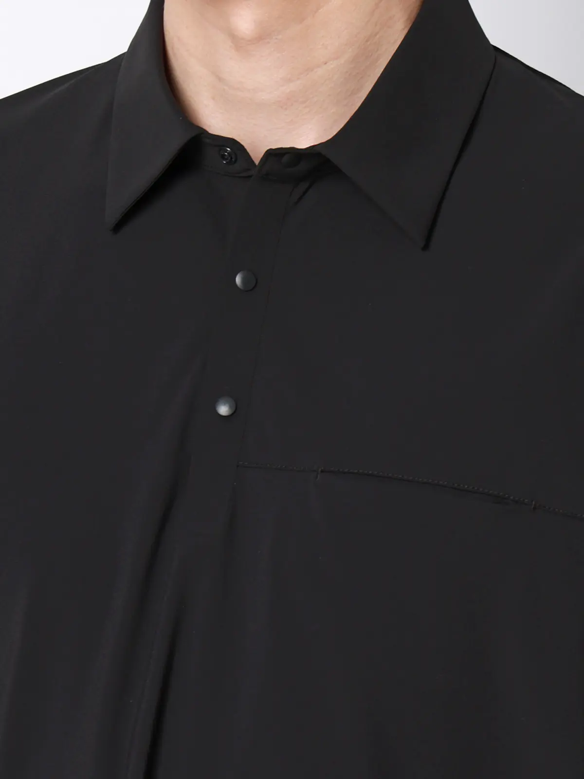 FLAT/Tシャツ/半袖/接触冷感/ナイロンスムース/無地 ブラック S