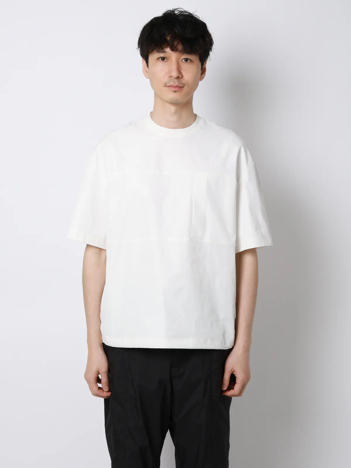 FLAT/アウターTシャツ /半袖/ウォッシャブル/ストレッチ/速乾/シルキーツイル/無地 ホワイト S