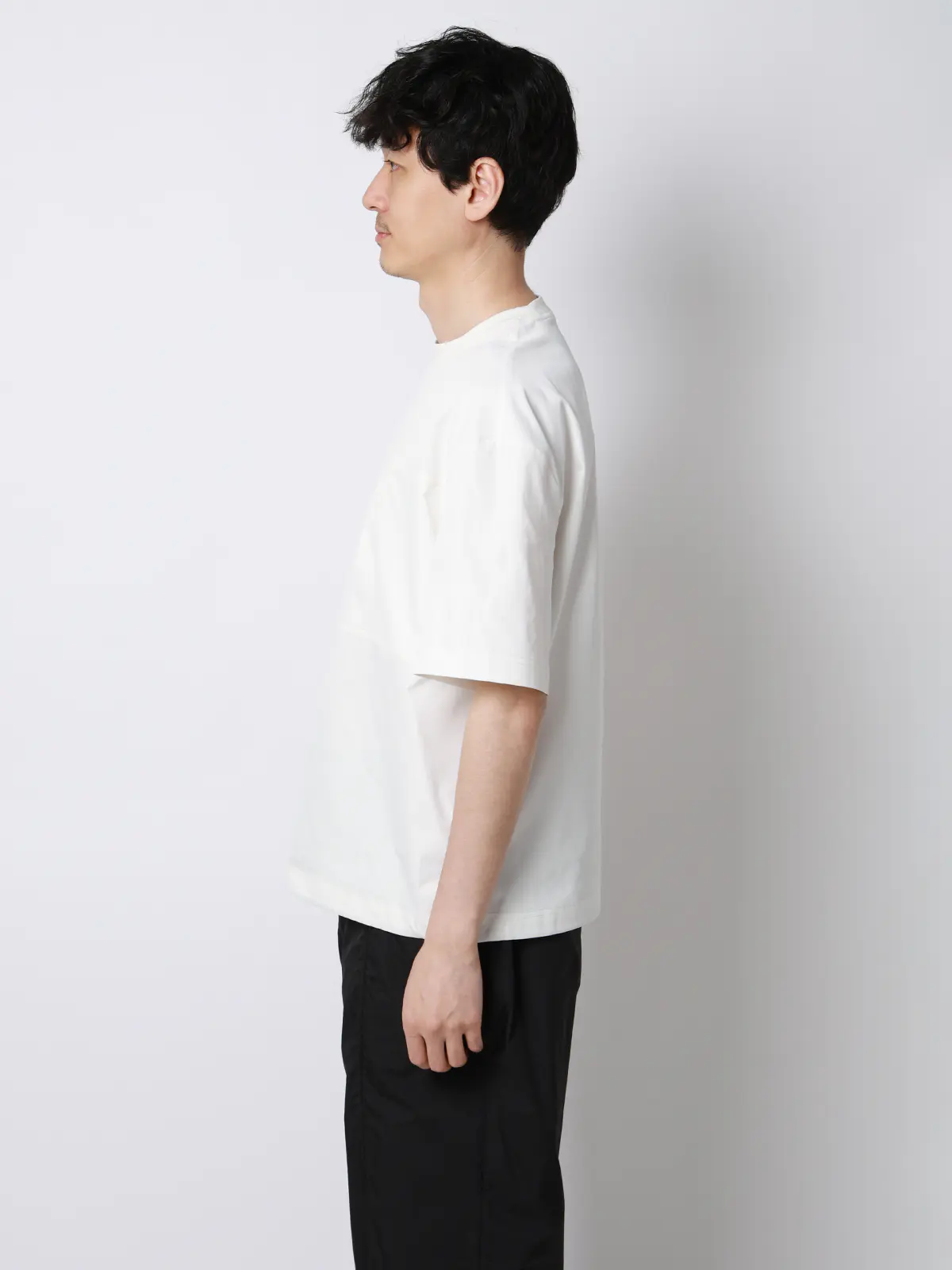 FLAT/アウターTシャツ /半袖/ウォッシャブル/ストレッチ/速乾/シルキーツイル/無地 ホワイト S