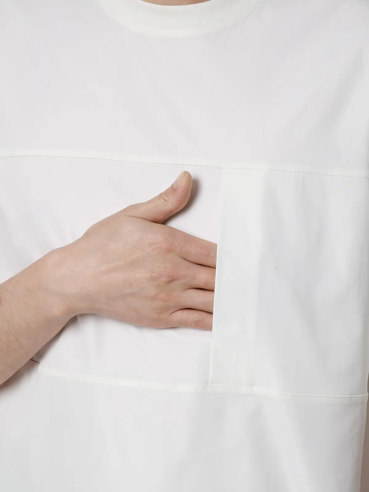 FLAT/アウターTシャツ /半袖/ウォッシャブル/ストレッチ/速乾/シルキーツイル/無地 ホワイト S