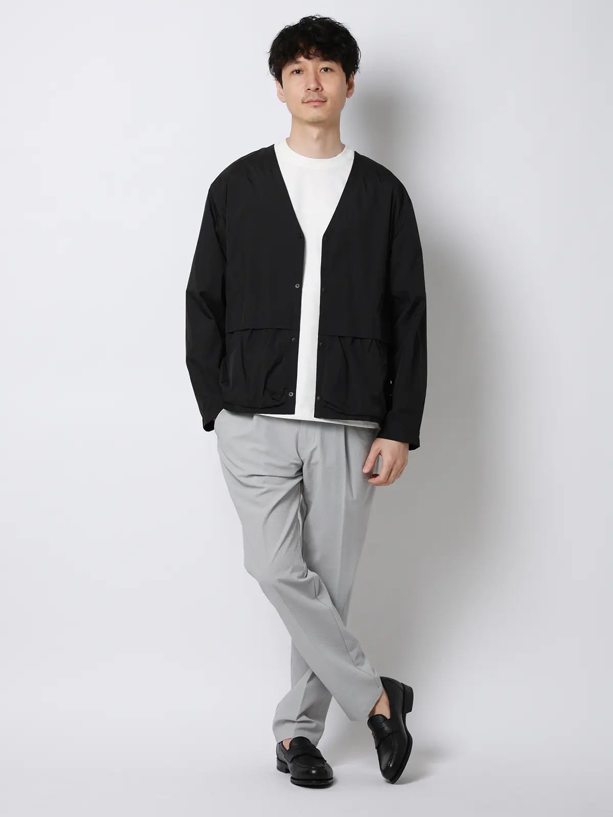 FLAT/アウターTシャツ /半袖/ウォッシャブル/ストレッチ/速乾/シルキーツイル/無地 ホワイト S