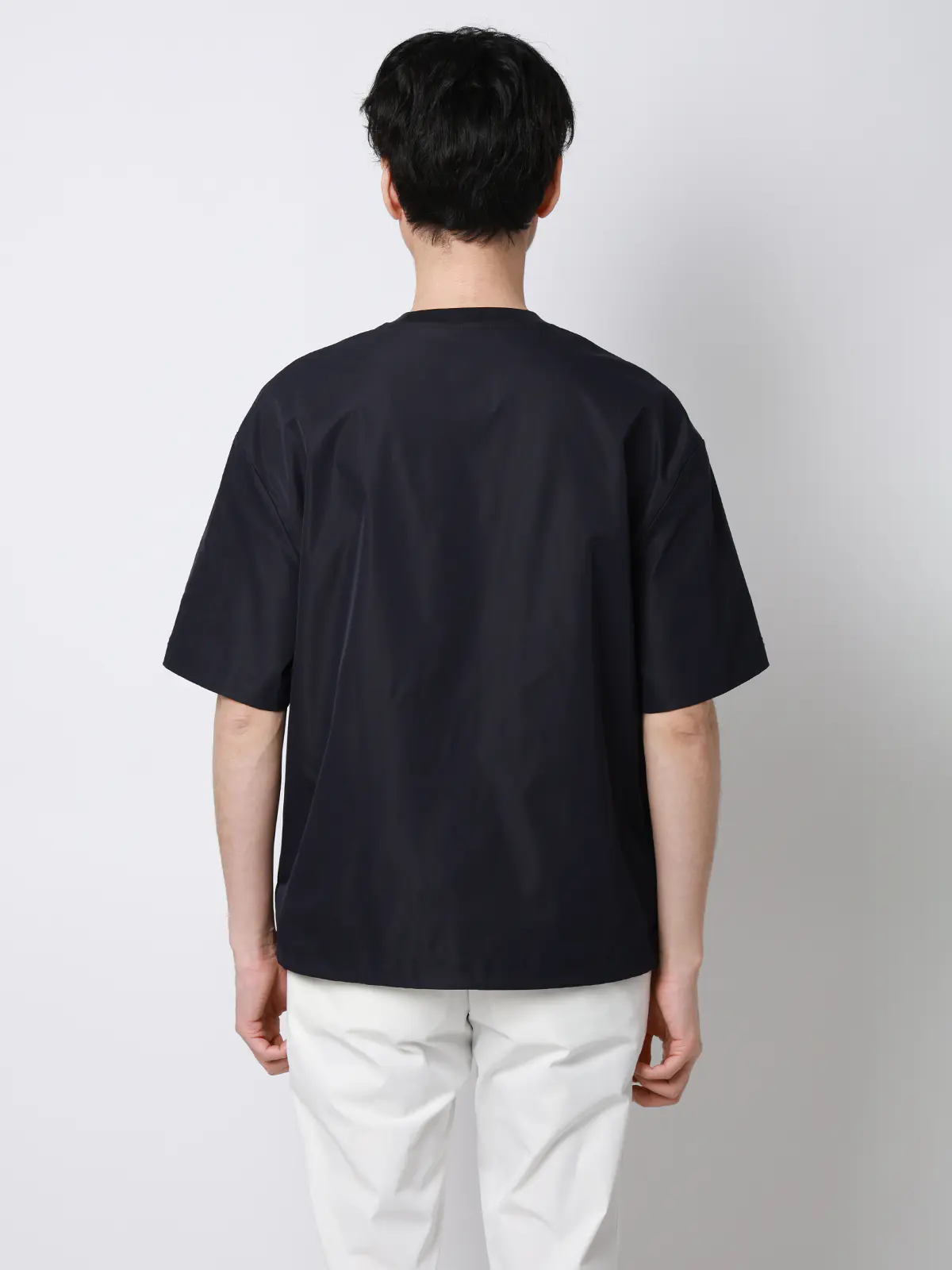 FLAT/アウターTシャツ /半袖/ウォッシャブル/ストレッチ/速乾/シルキーツイル/無地 ネイビー S