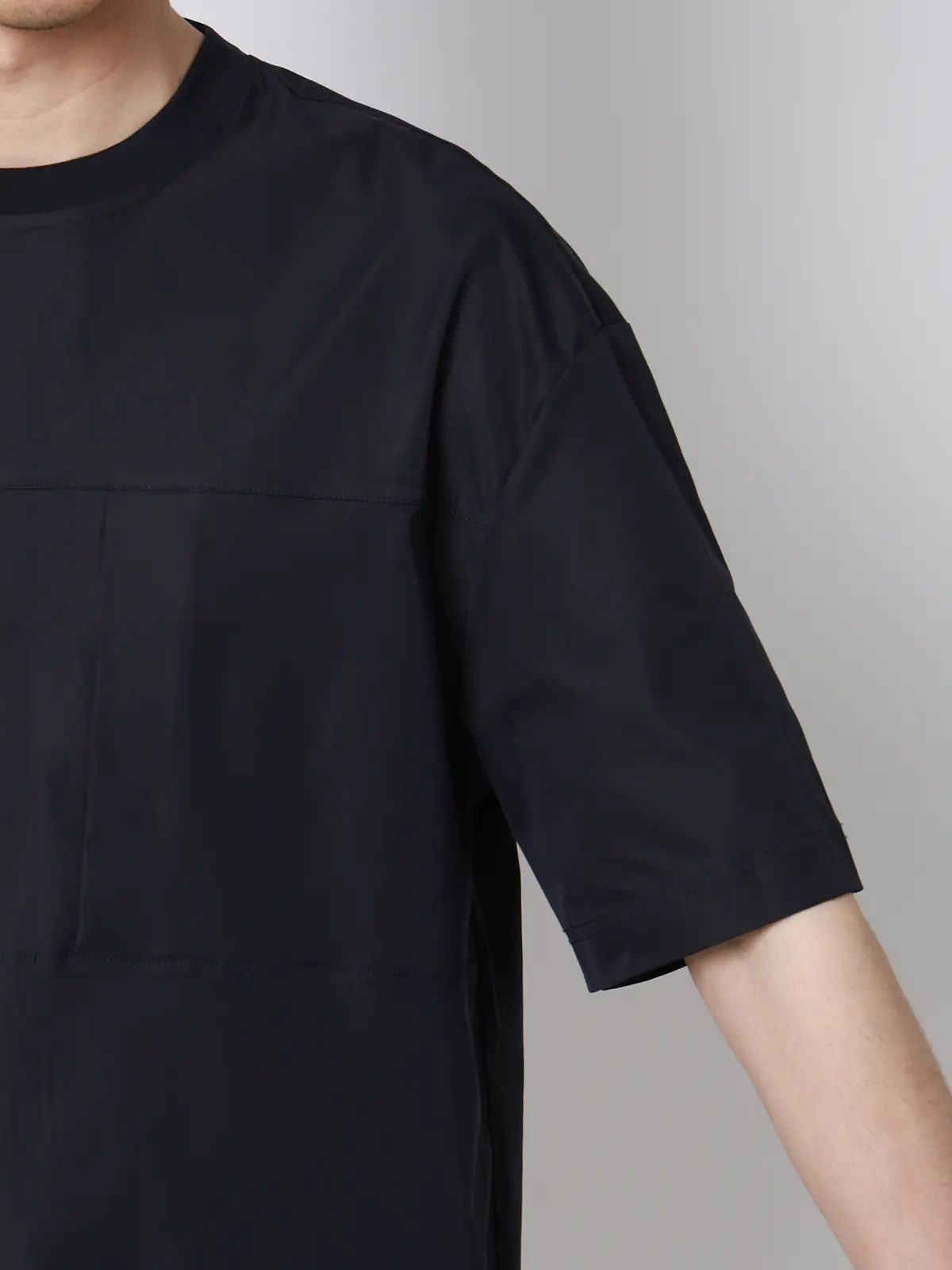 FLAT/アウターTシャツ /半袖/ウォッシャブル/ストレッチ/速乾/シルキーツイル/無地 ネイビー S