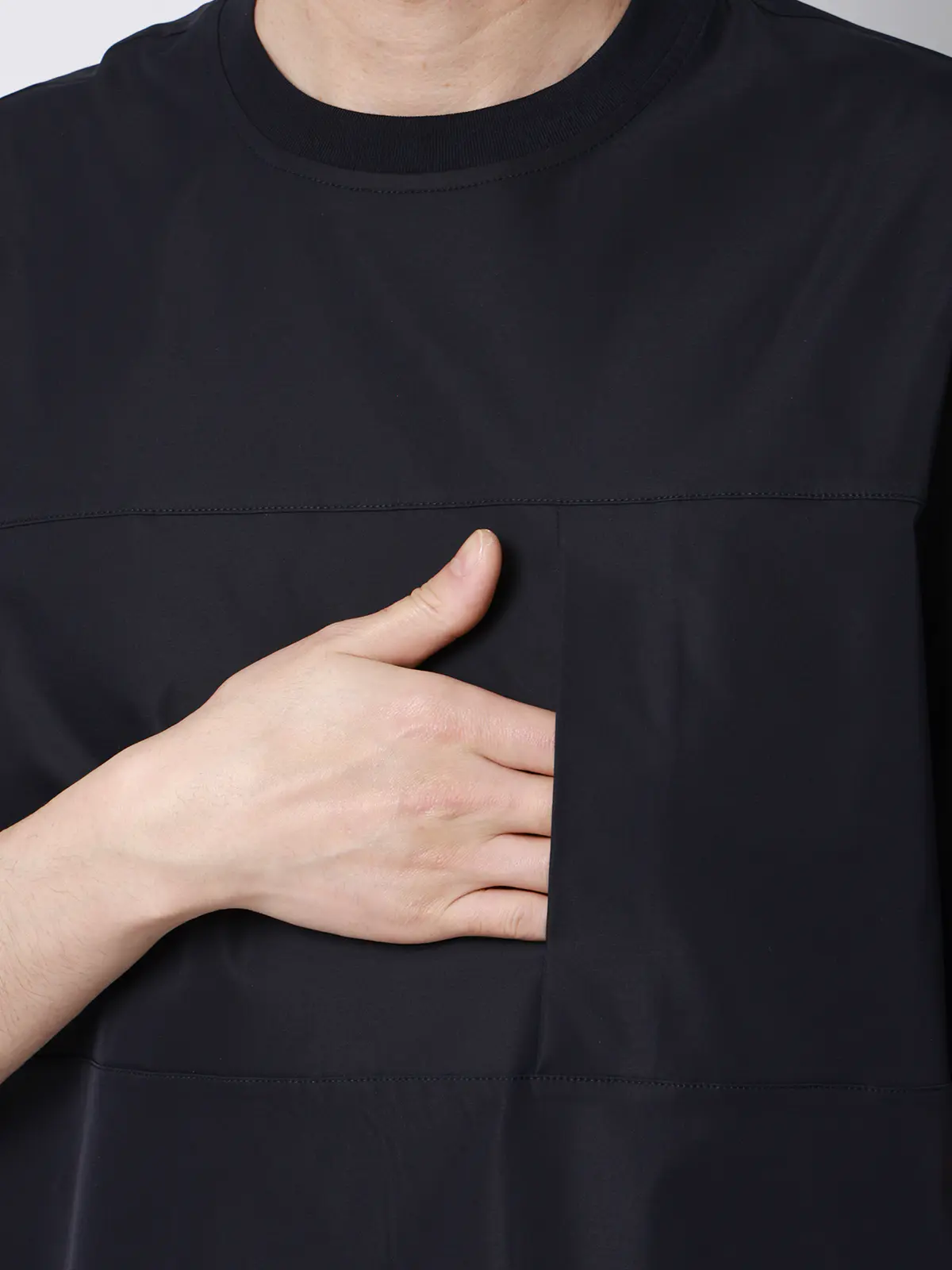 FLAT/アウターTシャツ /半袖/ウォッシャブル/ストレッチ/速乾/シルキーツイル/無地 ネイビー S