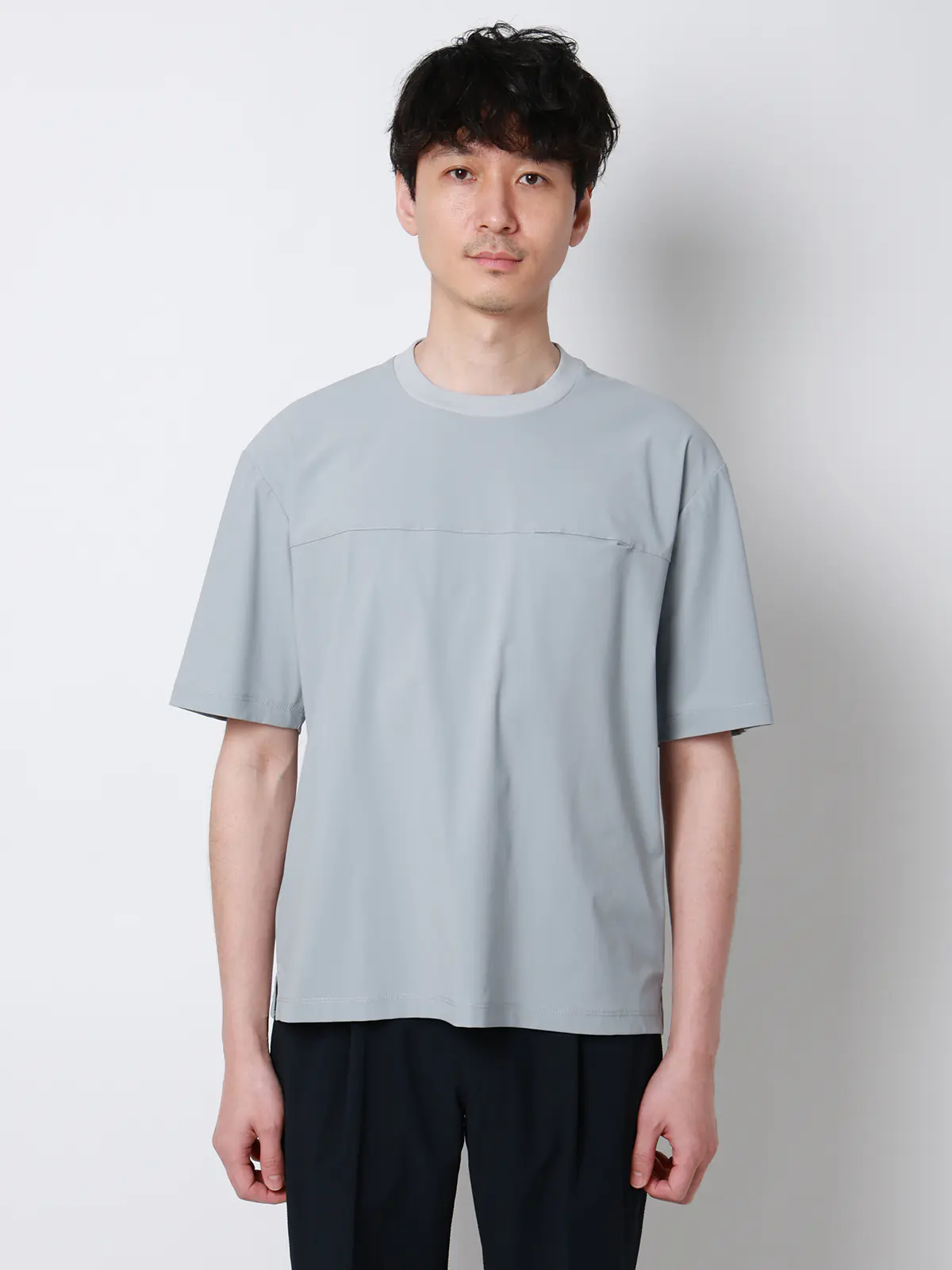 FLAT／Tシャツ／半袖／接触冷感／ナイロンスムース／無地 サックス S