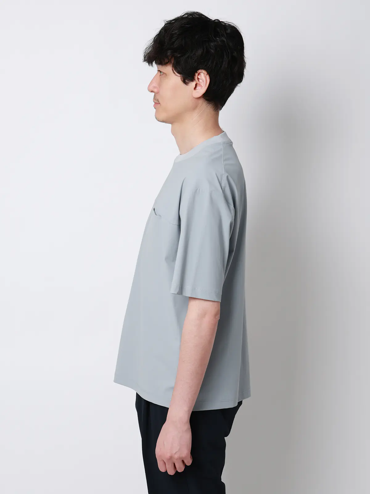 FLAT／Tシャツ／半袖／接触冷感／ナイロンスムース／無地 サックス S