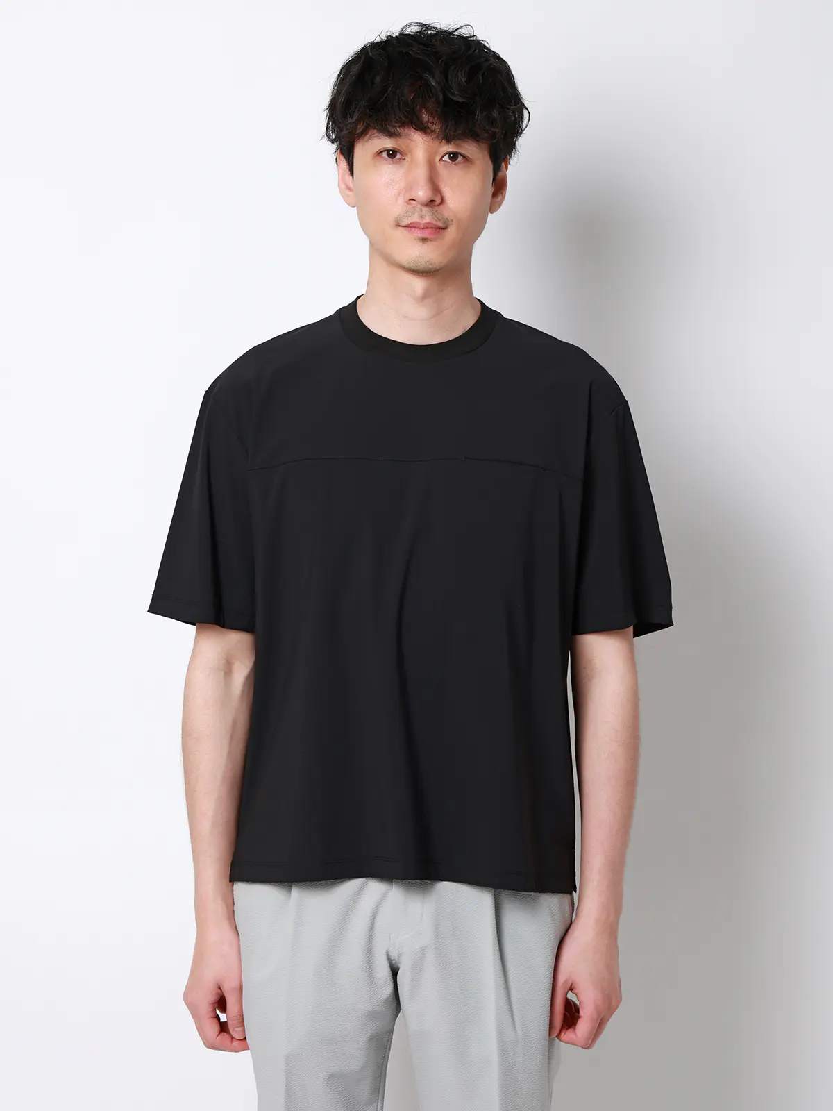 FLAT／Tシャツ／半袖／接触冷感／ナイロンスムース／無地 ブラック S