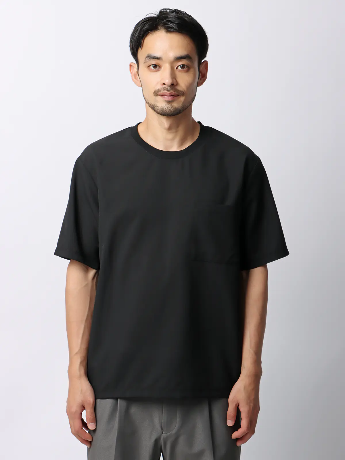 オフィパック/Tシャツ/半袖/ストレッチ/吸水速乾/ウールライクトロピカル/無地 ブラック S