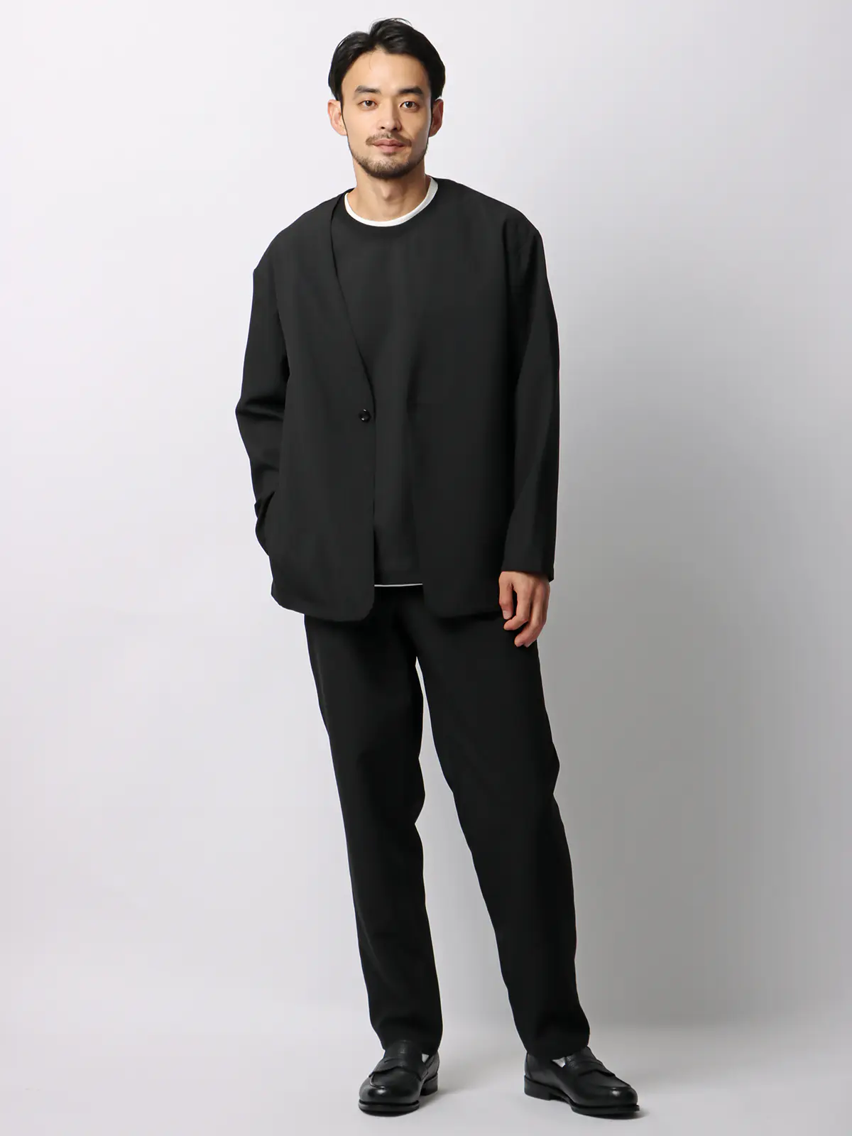 オフィパック/Tシャツ/半袖/ストレッチ/吸水速乾/ウールライクトロピカル/無地 ブラック S